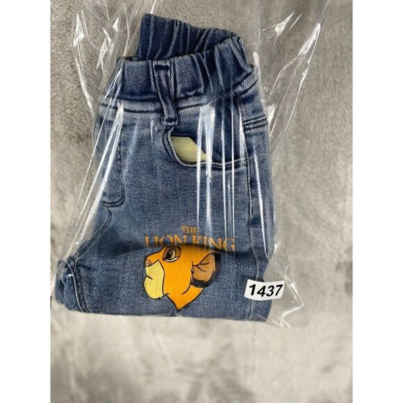 Disney Lion King Simba Denim Jeans Kids Size 120 Elastic Waist Pull-On Pants - Picture 9 of 9